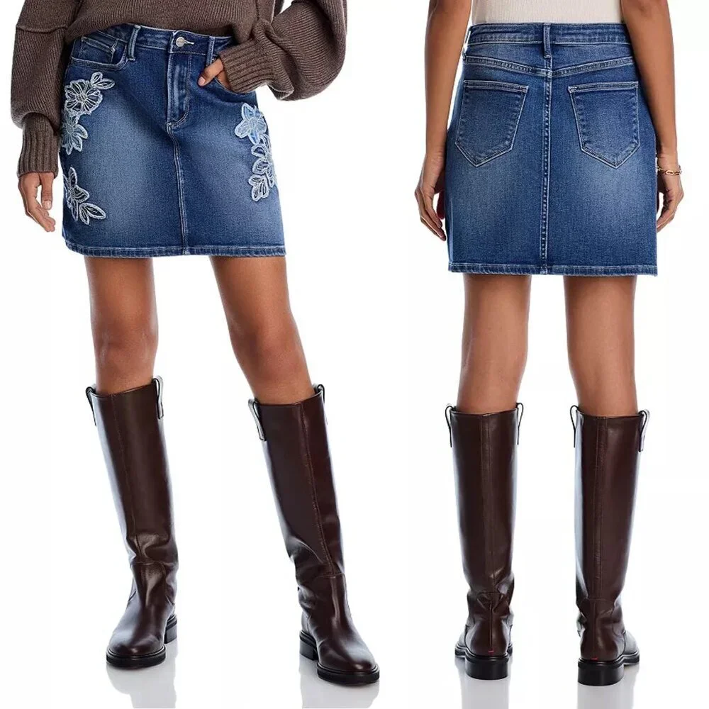 NWT New $148 Driftwood Embroidered Denim Mini Skirt Size 26 - Picture 1 of 8